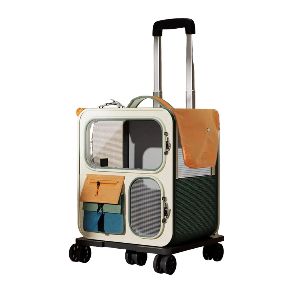 Cat Carrier Handbag Trolley Transport Box Portable Backpack Pet Rolling Carrier for Kitten Puppy Large Cats Camping Outdoor