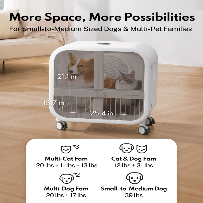 Drybo Ultra Pet Dryer Box - Ultra Quiet, Smart Temperature Control, 360° Efficient, 4 Locking Swivel Casters for Dogs, Cats and Multi-Pet Families, 135L