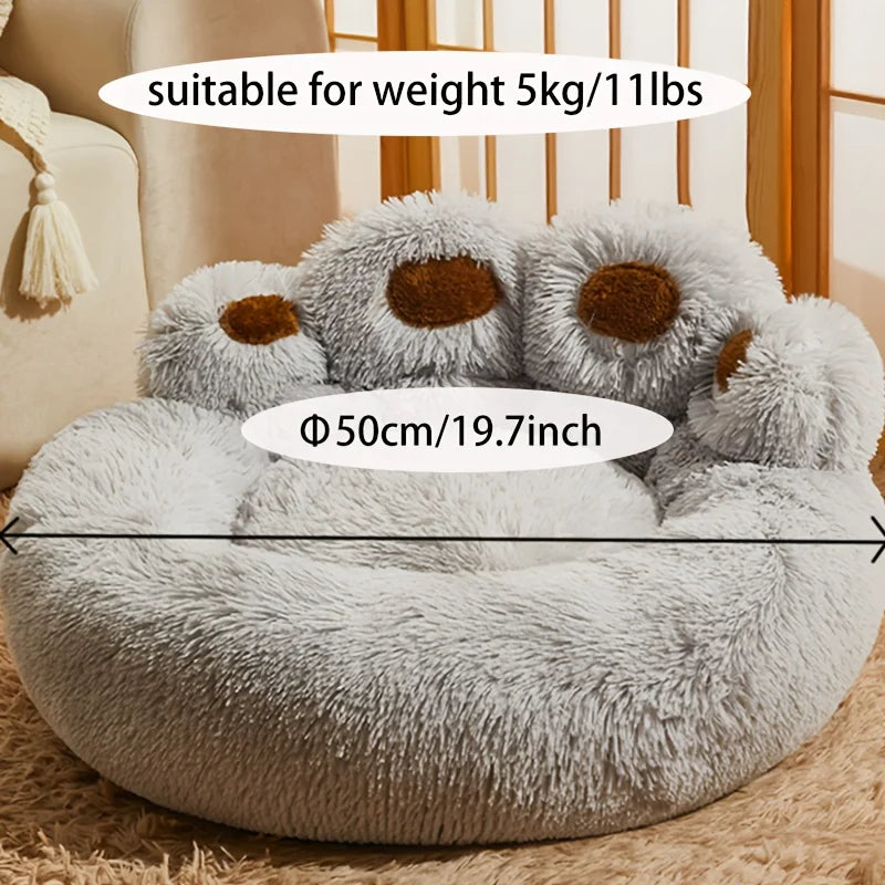 Fluffy Dog Bed Large Pet Products Dogs Beds Sofa Cute Bear Paw Shape Pets Kennel Mat Puppy Cats Supplies Basket Pet Accessories