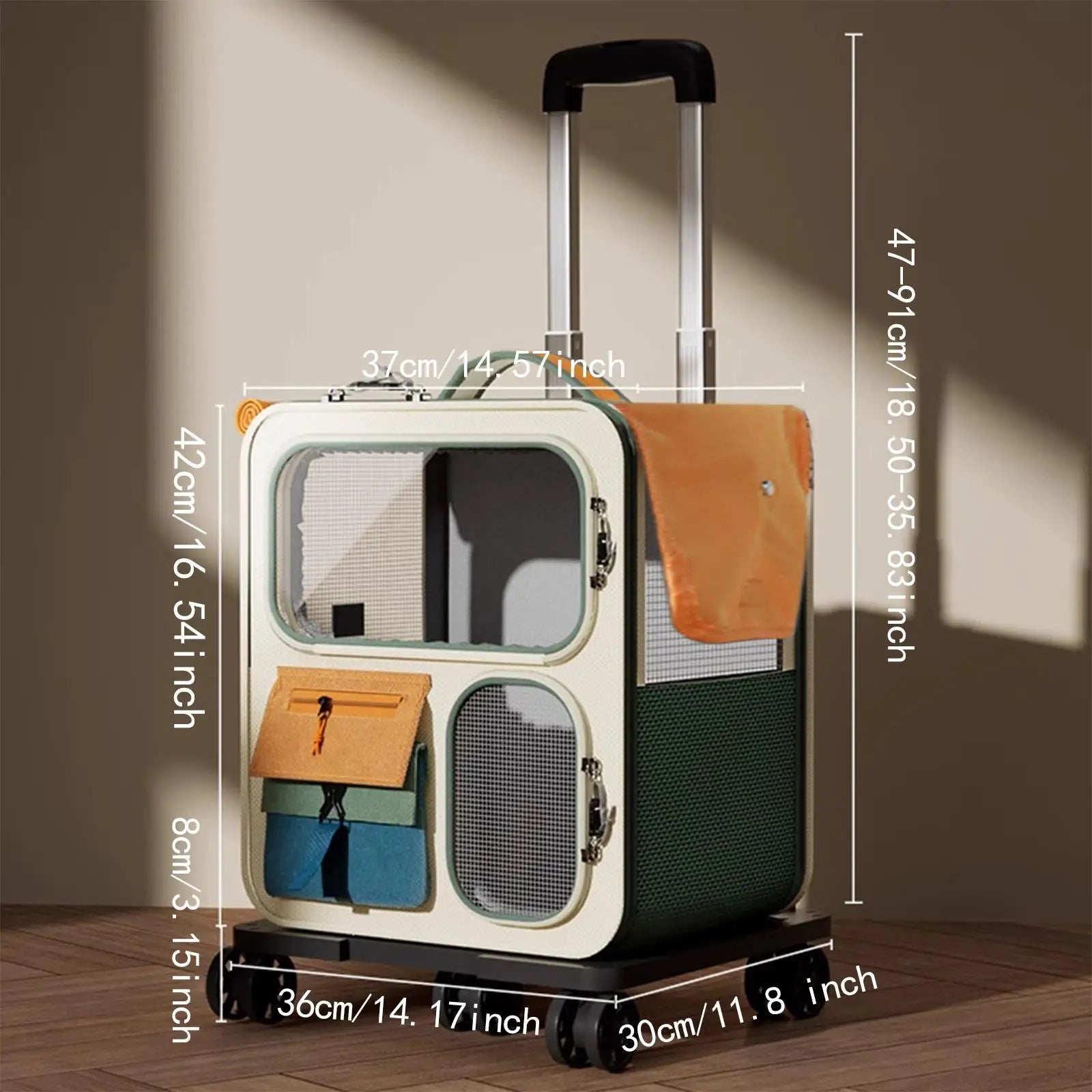 Cat Carrier Handbag Trolley Transport Box Portable Backpack Pet Rolling Carrier for Kitten Puppy Large Cats Camping Outdoor