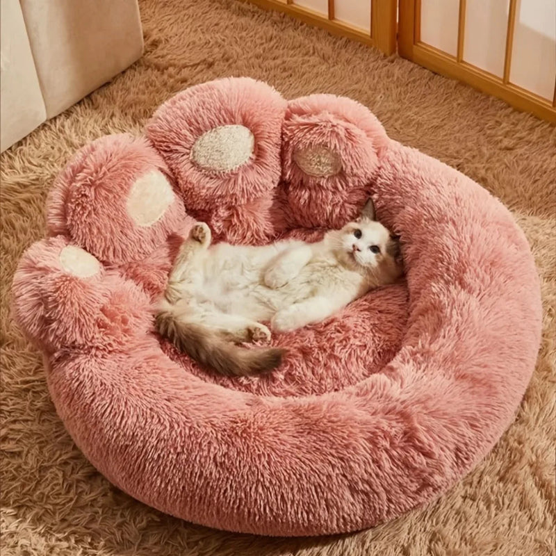 Fluffy Dog Bed Large Pet Products Dogs Beds Sofa Cute Bear Paw Shape Pets Kennel Mat Puppy Cats Supplies Basket Pet Accessories
